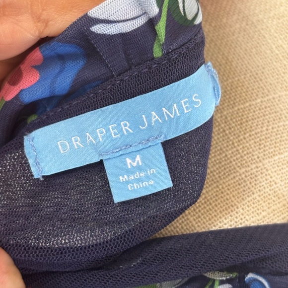 Draper James Blue and Red Puff Sleeve Asymmetrical Sundress - Picture 7 of 14